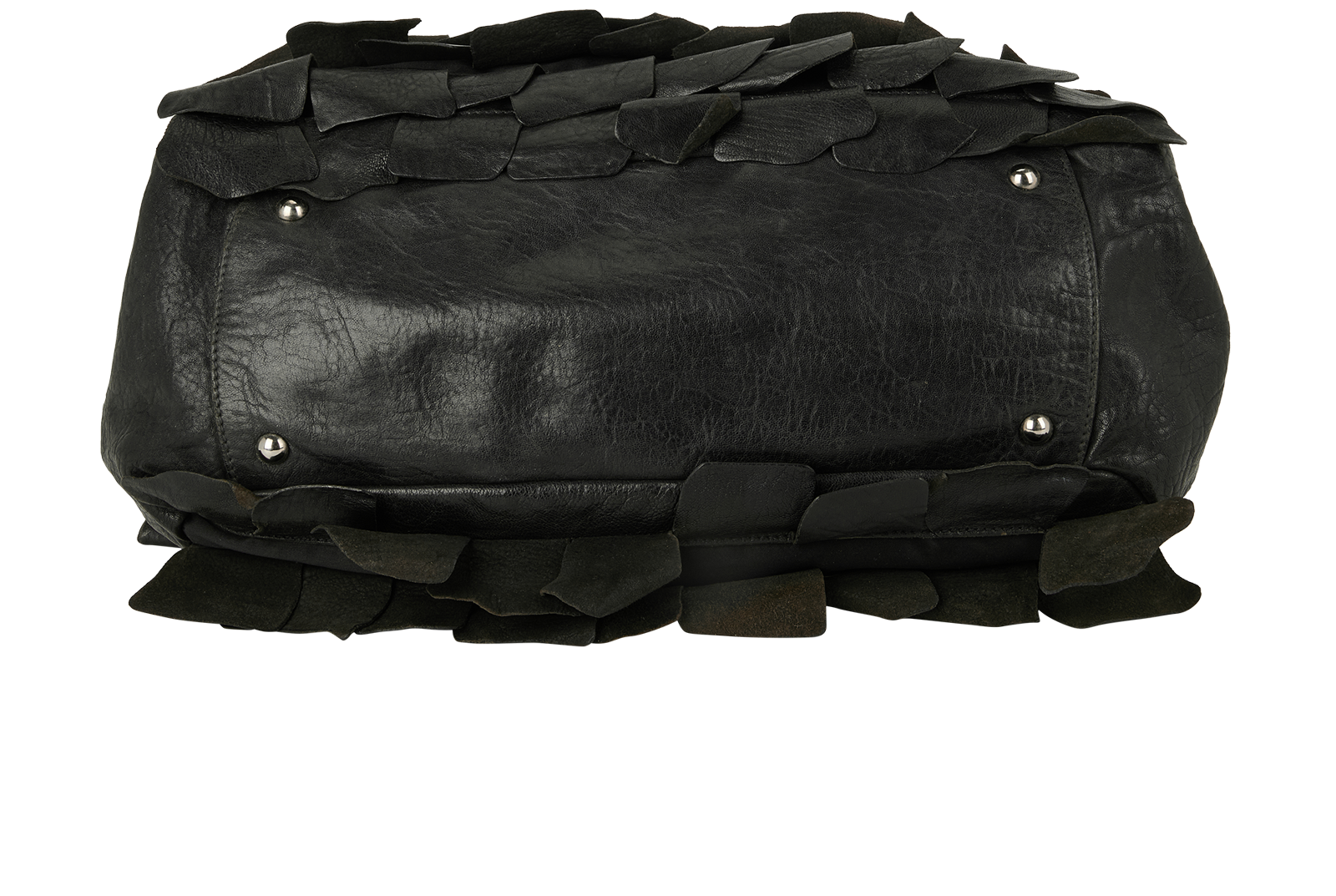 Tiered Ruffle Shoulder Bag, &pound;150, Handbags, Black, Leather, Top view